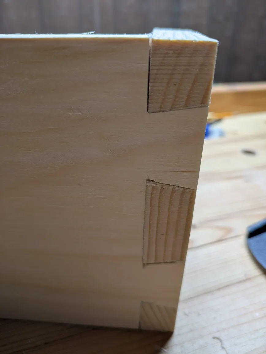 Close up of the joint showing a small gap